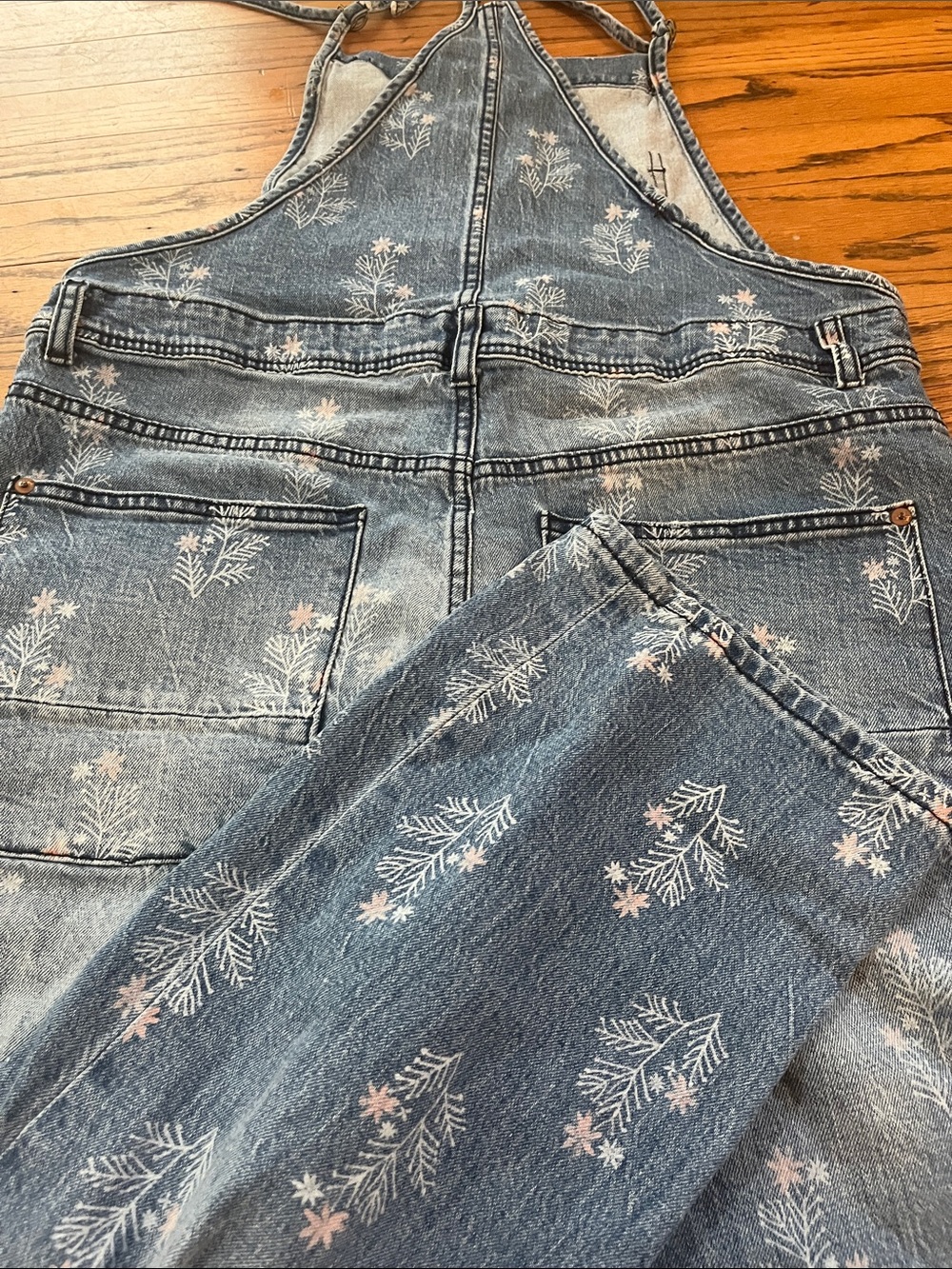 Pilcro Blue Floral-Print Denim Overalls - Picture 12 of 15